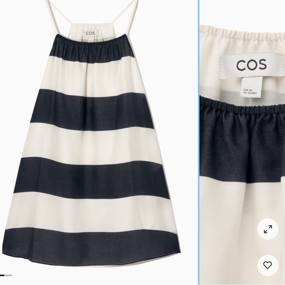 COS Navy and white Striped halter neck tunic-style top US4